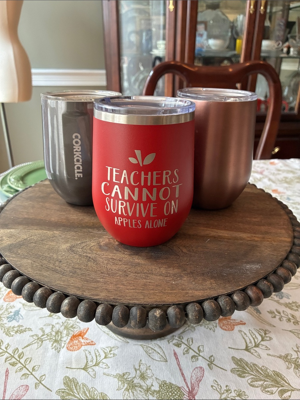 Trio Insulated Tumblers - "Teachers Cannot Survive on Apples Alone"plus 2 More - Picture 1 of 10